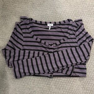 Splendid Women's Gray & Black Striped Long Sleeve Shirt